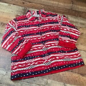 Keren Hart Women's Vintage 100% Cotton America 3/4 Sleeve Button Up Blazer Sz L